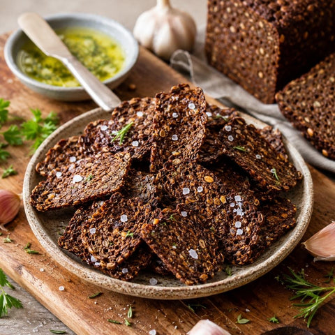 Ölsaaten-Otto Cracker – selbst gebacken mit Knoblauchbutter & Meersalz