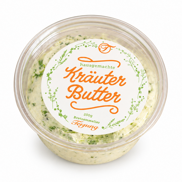 Hausgemachte Kraeuterbutter im Becher von Terjung
